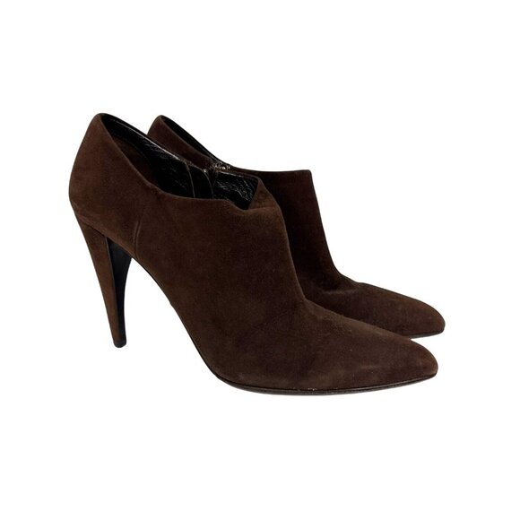 Prada Women's Vero Cuoio Bootie Heeled Zip Brown Suede Italy Size EU 39 US 8 - Picture 1 of 11